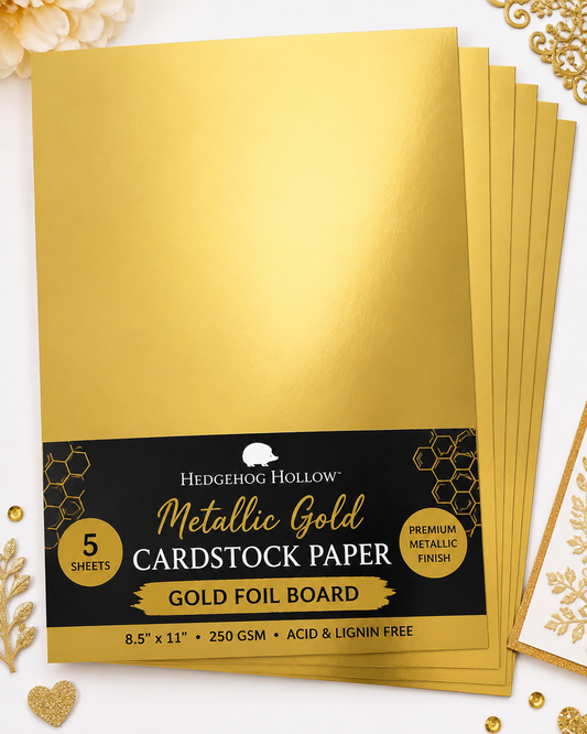 Metallic Gold Foil Cardstock – 5-Sheet Pack