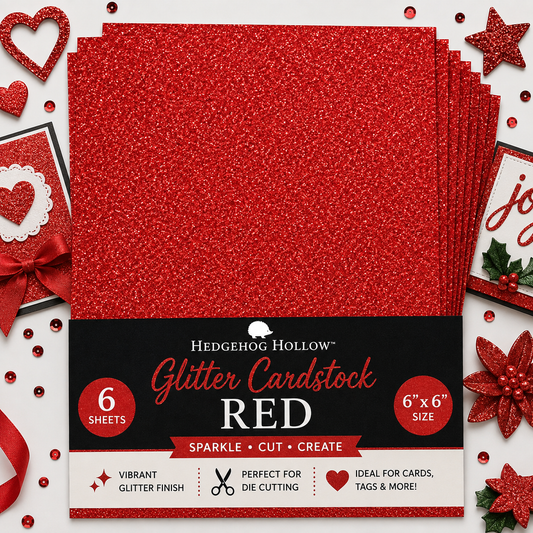 Red Glitter Cardstock – 6" x 6", 6-Pack