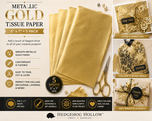 Metallic Gold Tissue Paper – 5" x 7", 10-Pack