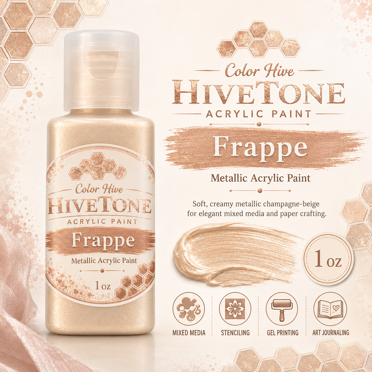 Color Hive HiveTone™ Metallic Acrylic Paint – Frappe | 1 oz
