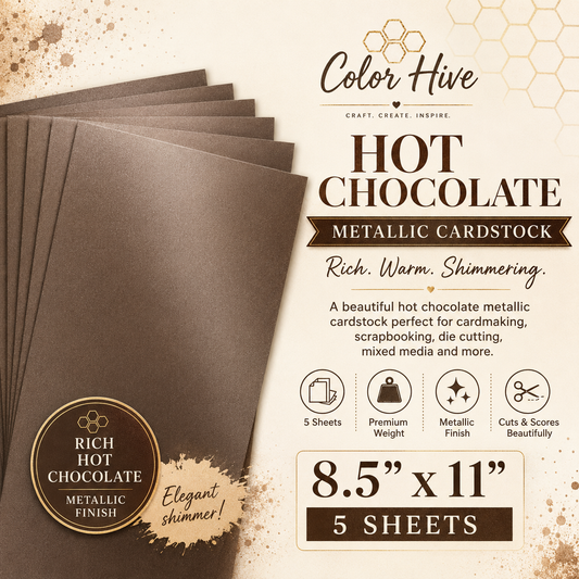 Color Hive Hot Chocolate Metallic Cardstock – 8.5" x 11" | 5 Sheet Pack
