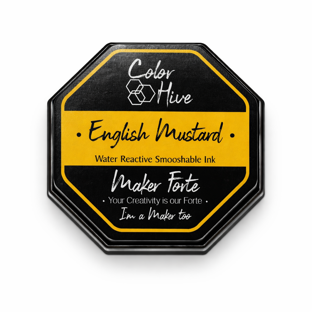 English Mustard Color Hive Ink Pad – Water Reactive Smooshable Dye Ink for Cardmaking & Ink Blending