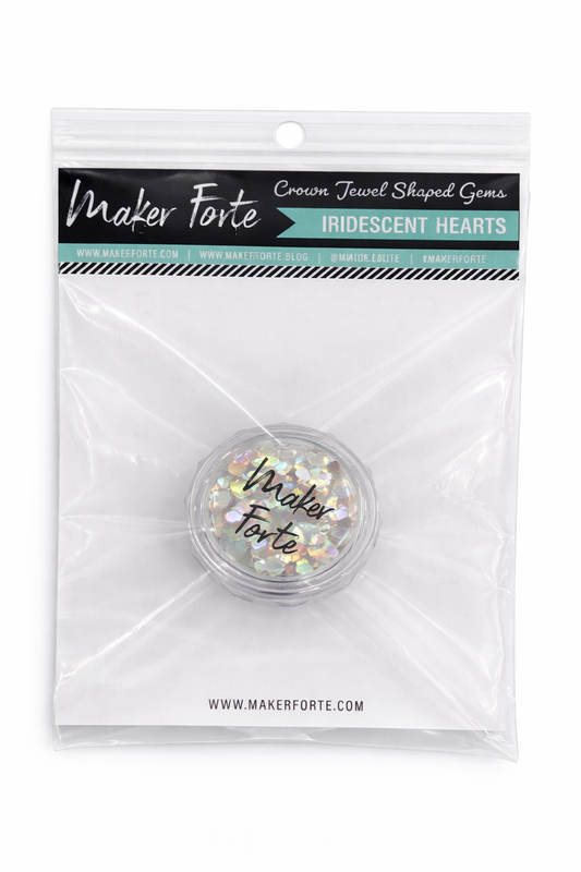 Iridescent Hearts Crown Jewel Shaped Gems – Clear AB Flat Back Embellishments | Maker Forte