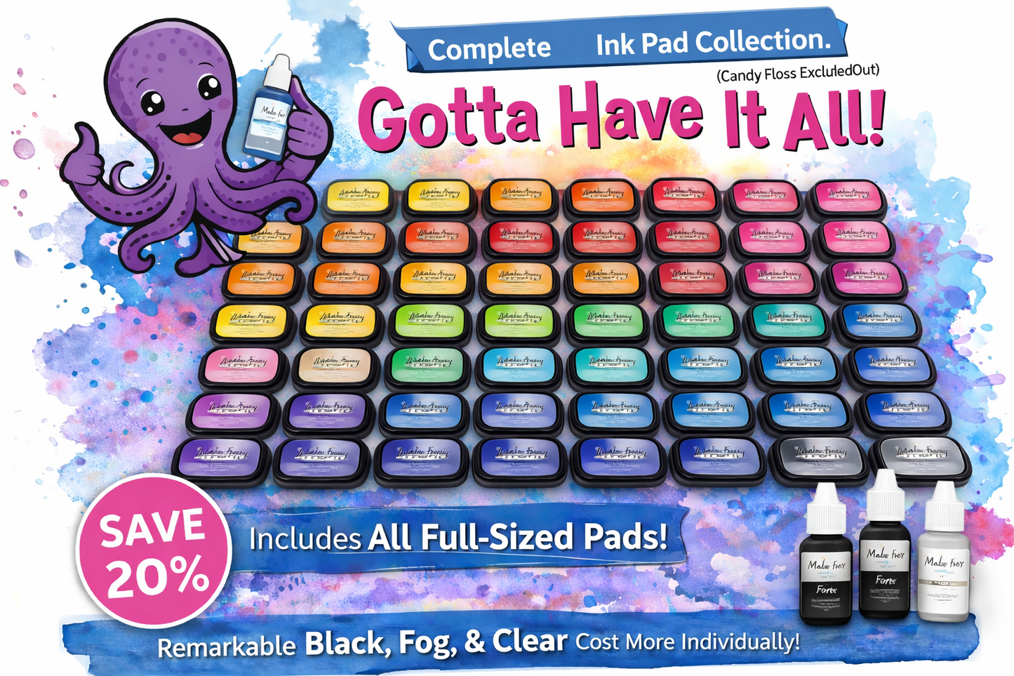 Gotta Have It All – Complete 48 Ink Pad Collection | Save 20% | Includes NEW Candy Floss | Maker Forte