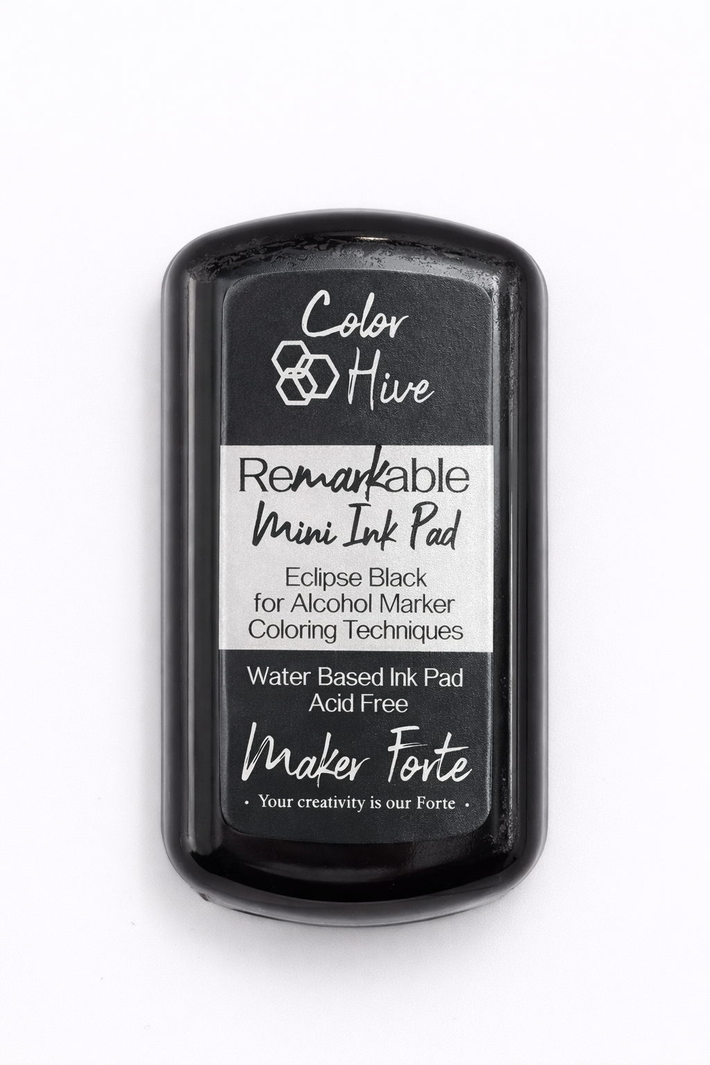Color Hive Mini Remarkable Ink Pad – Eclipse Black – Rich Hybrid Formula – Alcohol Marker Safe