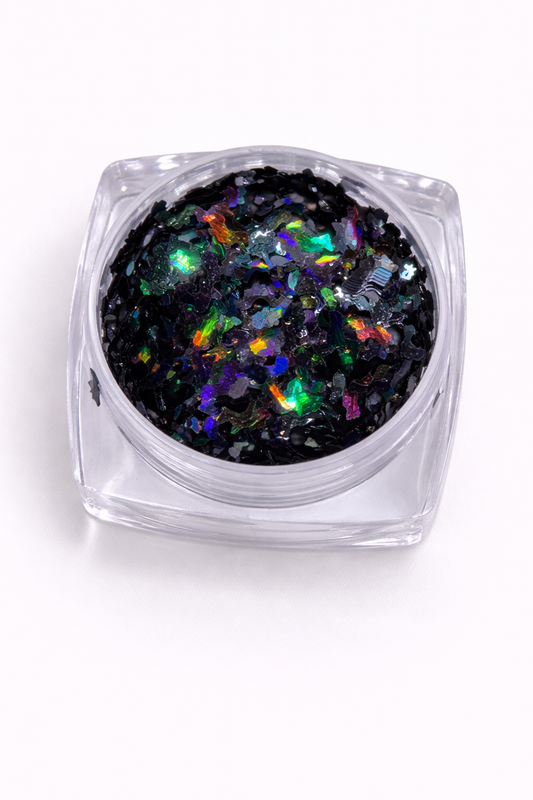Black Hole Bat Shaped Confetti – Holographic Halloween Glitter Mix | Spooky Shaker Filler for Cards, Resin & Mixed Media