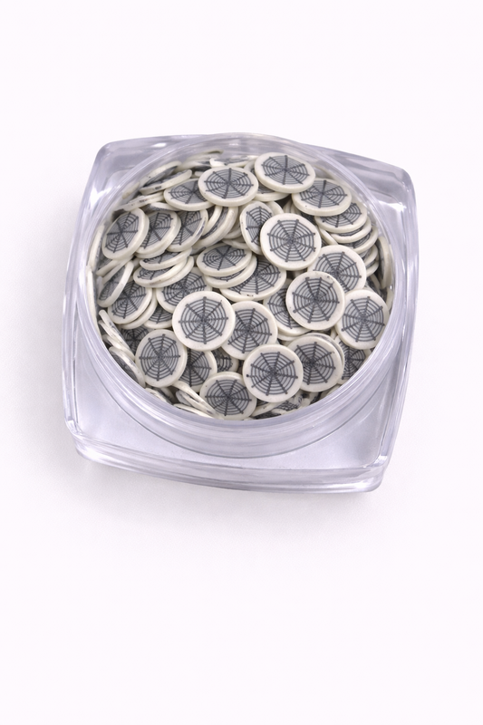 Itsy Bitsy Webs Clay Slices – Spider Web Polymer Clay Embellishments | Halloween Shaker Filler, Resin Add-Ins & Spooky Card Making Décor