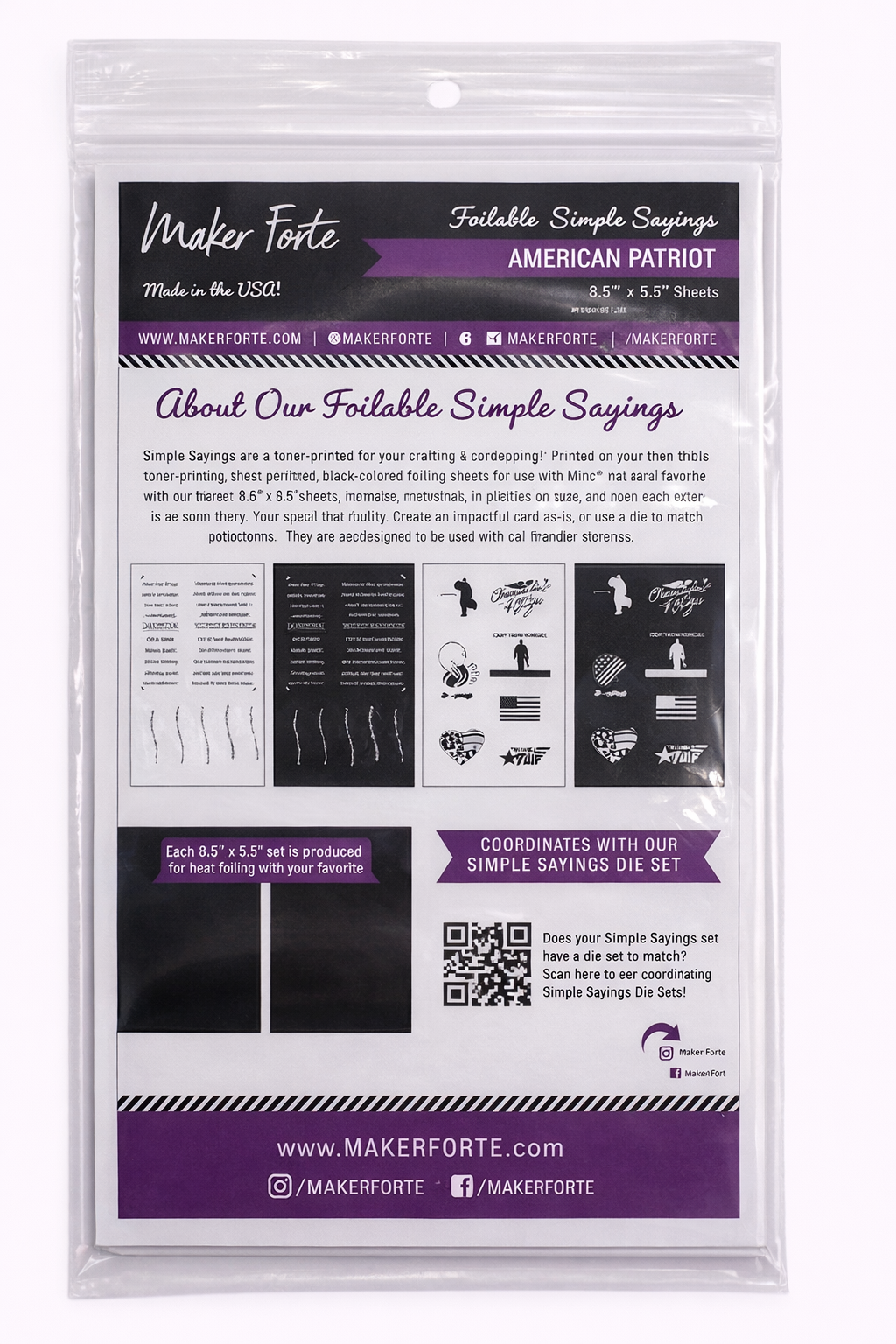 American Patriot Foilable Simple Sayings – Toner Printed Foil Sheets | Heat Foil Sentiments 8.5" x 5.5"
