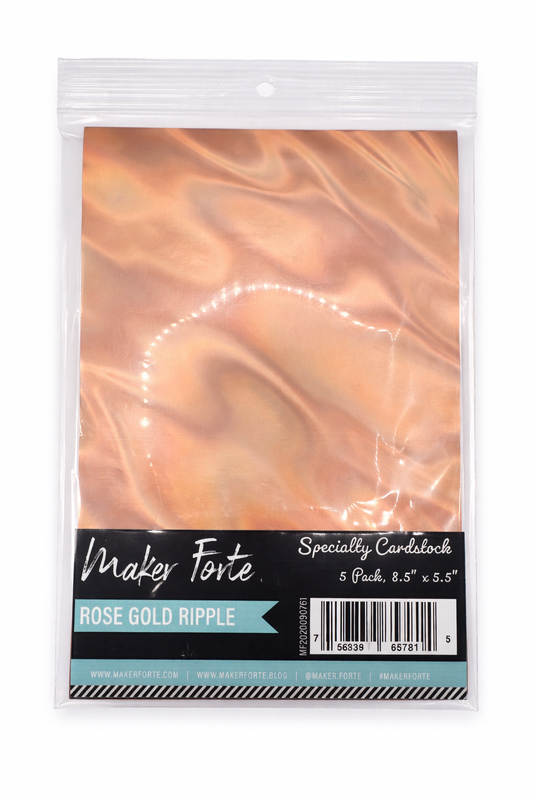 Rose Gold Ripple Specialty Cardstock – 8.5" x 5.5" | 5 Pack Luxe Metallic Paper