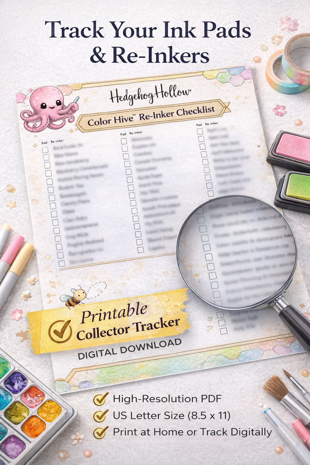 Color Hive™ Re-Inker Checklist | Printable Collector Tracker (Digital Download PDF)