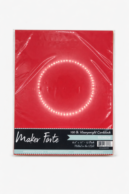 Rainbow Cardstock Sampler – 8.5 x 11 – 100 lb Colored Core – 10 Assorted Colors – Milled in America