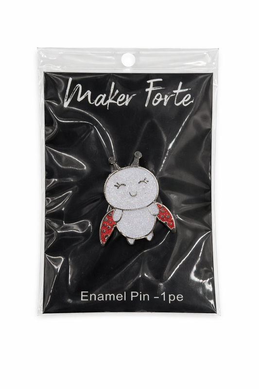 Ladybug Enamel Pin – Glitter Red & White Cute Bug Pin | Hard Enamel Collectible