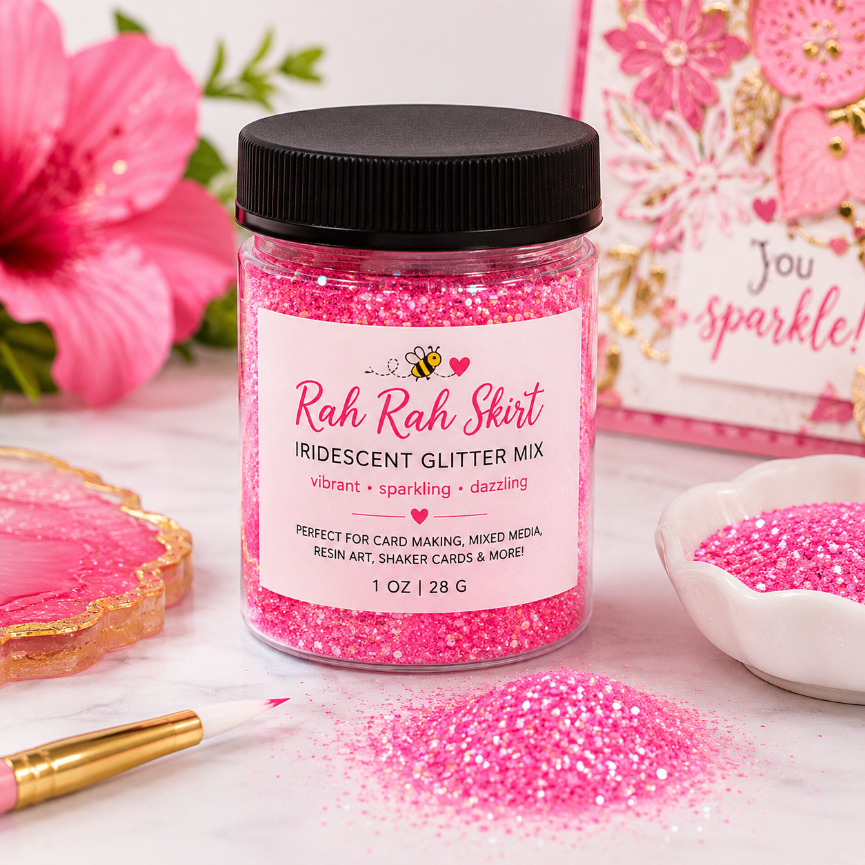 Rah Rah Skirt Iridescent Glitter Mix | Neon Pink Ultra-Fine Glitter Blend 1oz