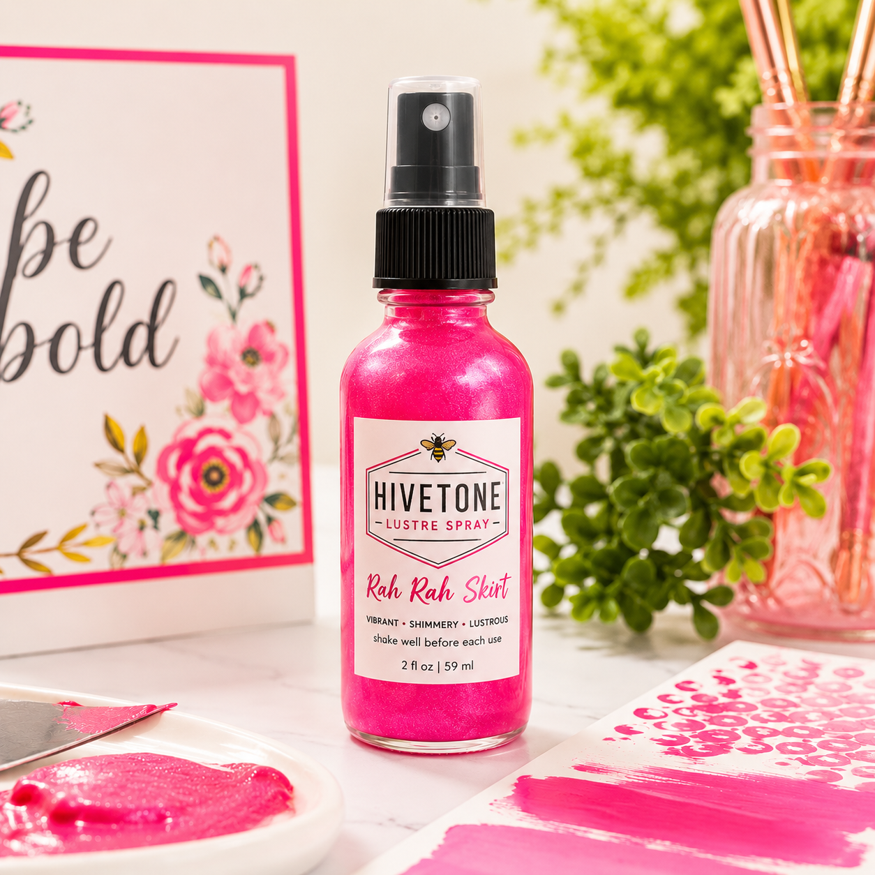 ah Rah Skirt HiveTone™ Lustre Spray | Shimmer Pink Craft Spray for Card Making, Mixed Media & Gel Printing