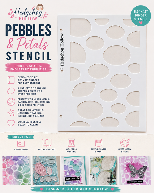 Hedgehog Hollow Pebbles & Petals Stencil | 8.5" x 11" Binder Stencil