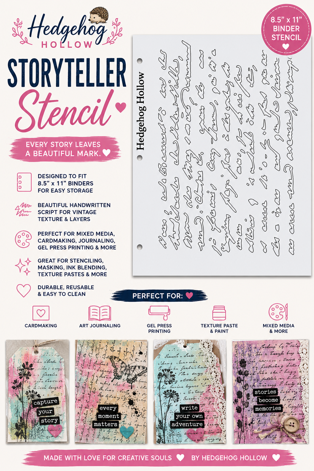 Hedgehog Hollow Storyteller Stencil | 8.5" x 11" Binder Stencil