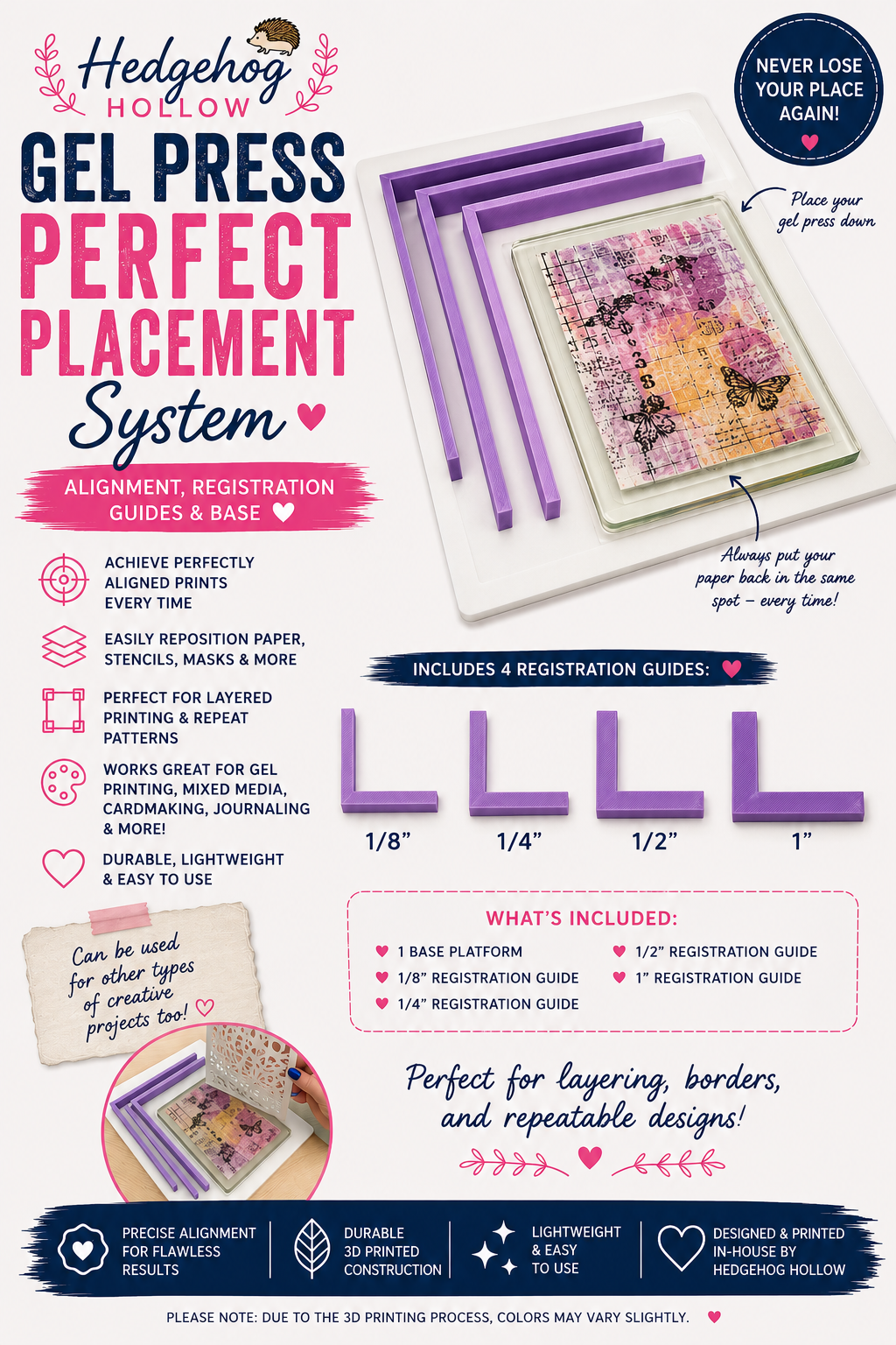 Gel Press Perfect Placement System | Alignment, Registration Guides & Base