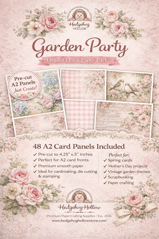 Garden Party Elegant Floral Paper Pack – Vintage Rose & Botanical Cardmaking Paper – Spring & Mother’s Day Craft Paper – Hedgehog Hollow