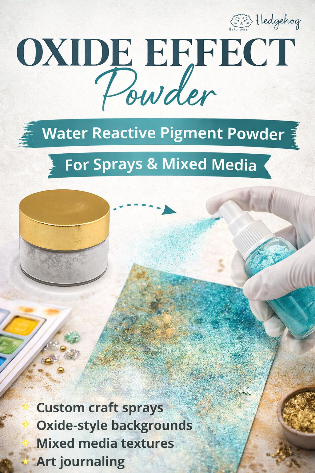 Oxide Effect Powder – Water Reactive Pigment Powder for Sprays & Mixed Media (1oz) | Hedgehog Hollow