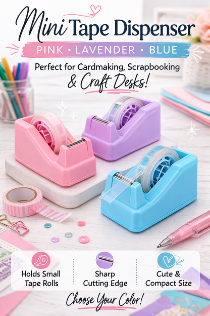 Mini Tape Dispenser – Cute Desktop Tape Holder (Pink, Lavender, or Blue) | Hedgehog Hollow