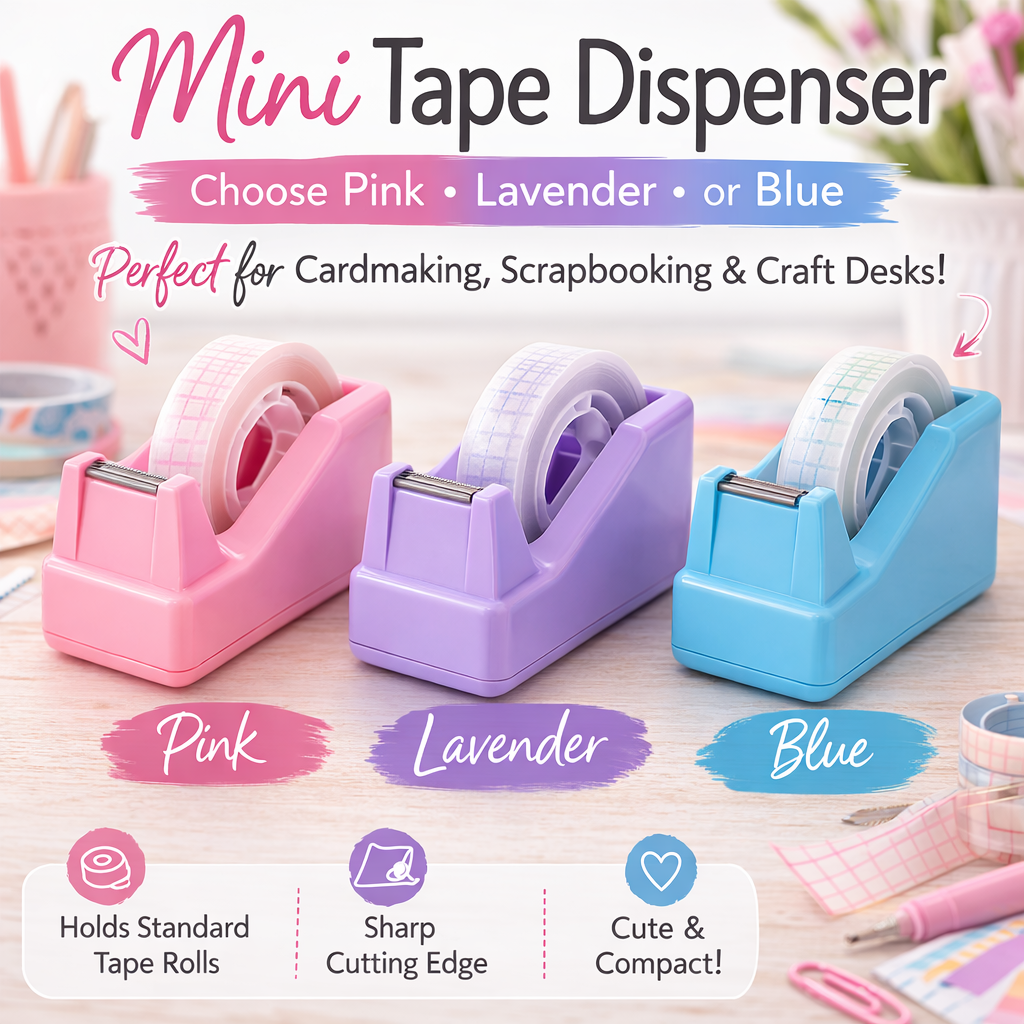 Mini Tape Dispenser – Cute Desktop Tape Holder (Pink, Lavender, or Blue) | Hedgehog Hollow