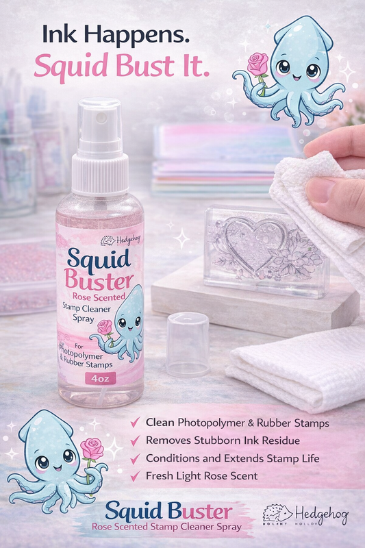 Squid Buster Rose Scented Stamp Cleaner Spray – 4oz Photopolymer & Rubber Stamp Cleaner | Hedgehog Hollow