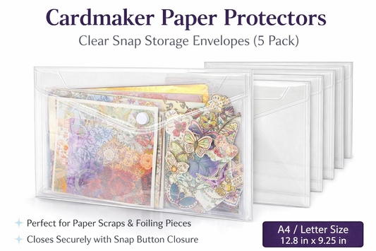 Cardmaker Paper Protectors – Clear Snap Storage Envelopes (A4 / Letter Size) – 5 Pack