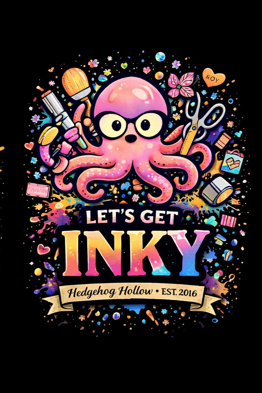 Let’s Get Inky Apron – Hedgehog Hollow Crafting Apron for Cardmakers & Stampers | Inky the Octopus Est. 2016