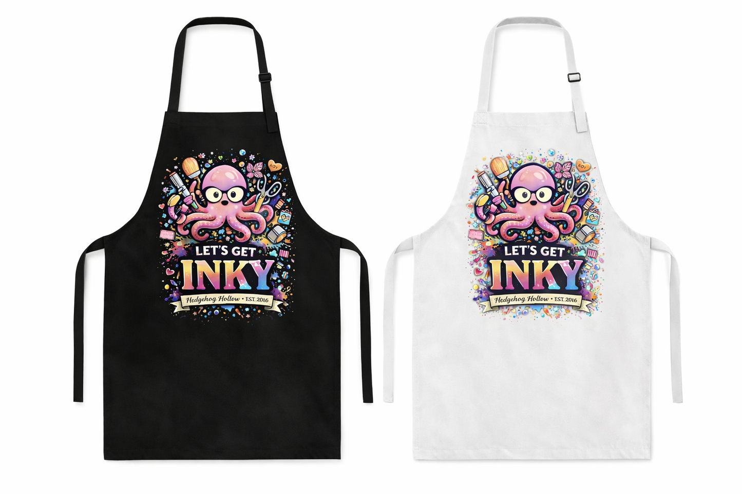 Let’s Get Inky Apron – Hedgehog Hollow Crafting Apron for Cardmakers & Stampers | Inky the Octopus Est. 2016