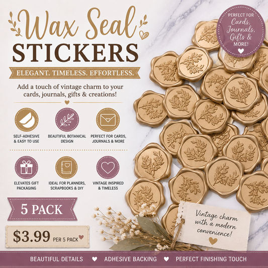 Botanical Wax Seal Stickers  Self-Adhesive Faux Wax Seals – 5 Pack