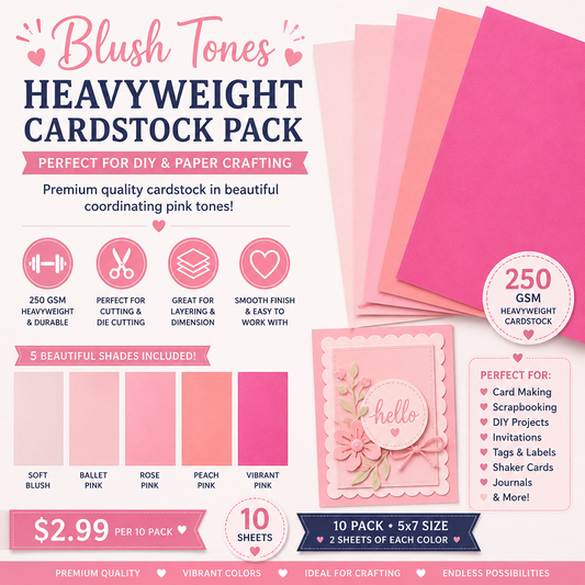 Blush Tones Heavyweight Cardstock Pack  5x7 Cardstock Collection – 250 GSM – 10 Pack