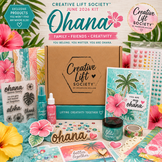 Creative Lift Society™ June 2026 Kit – Ohana | Tropical Cardmaking & Mixed Media Craft Experience by Hedgehog Hollow