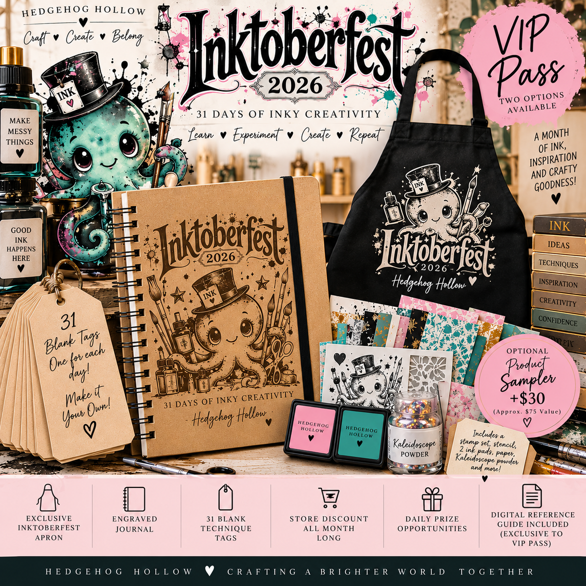 Inktoberfest 2026 VIP Pass | 31 Days of Inky Creativity + Optional $75 Product Sampler