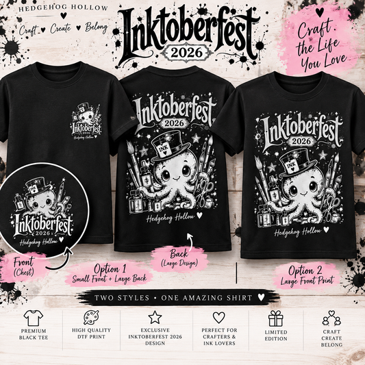 Hedgehog Hollow Inktoberfest 2026 Black & White T-Shirt – Limited Edition