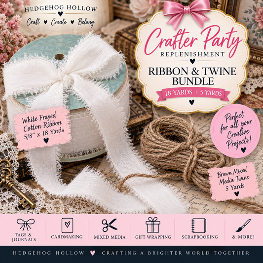 Frayed White Cotton Ribbon & Brown Mixed Media Twine Bundle | Crafter Party Replenishment