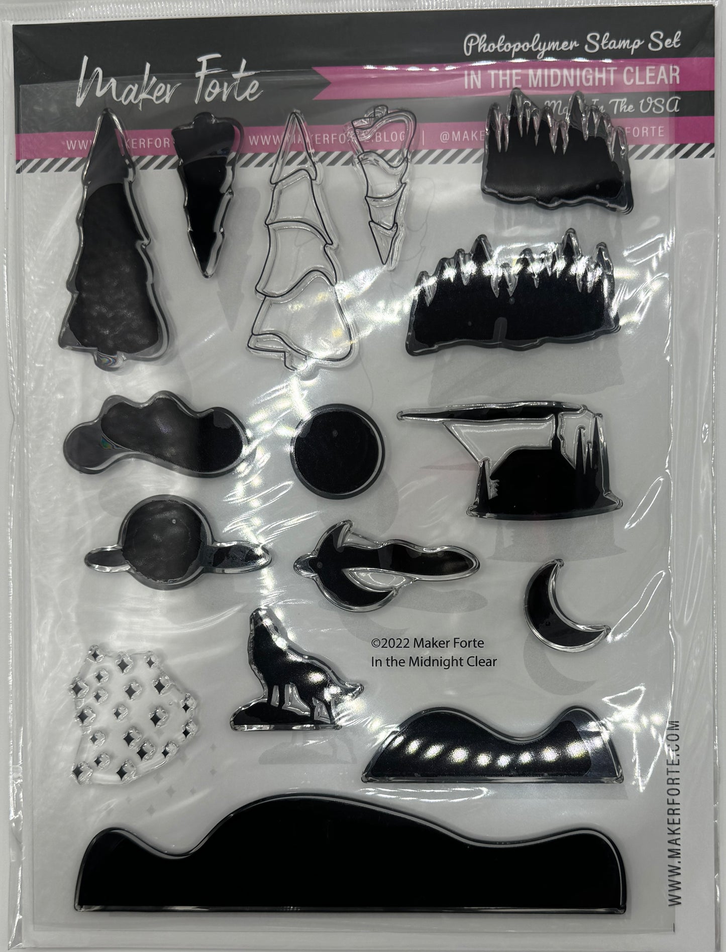 In the Midnight Clear Photopolymer Stamp Set 6x8 | Winter Night Scene & Landscape Builder Stamps