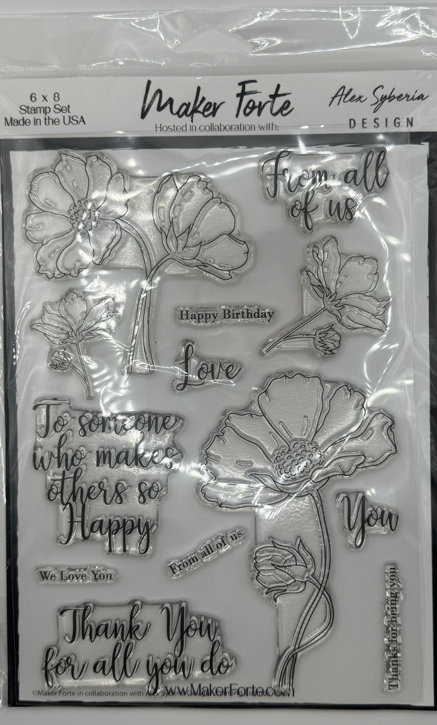 Calming Cosmos 6x8 Stamp Set | Elegant Floral Stamps & Sentiments | Made in USA