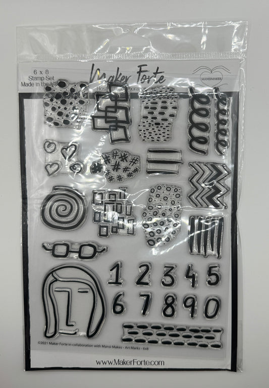 Art Marks Stamp Set 6x8 Photopolymer | Abstract Backgrounds, Texture & Numbers | Made in USA