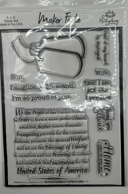 Just Like I Promised Stamp Set 6x8 Photopolymer | Military Appreciation & Patriotic Sentiments | Made in USA