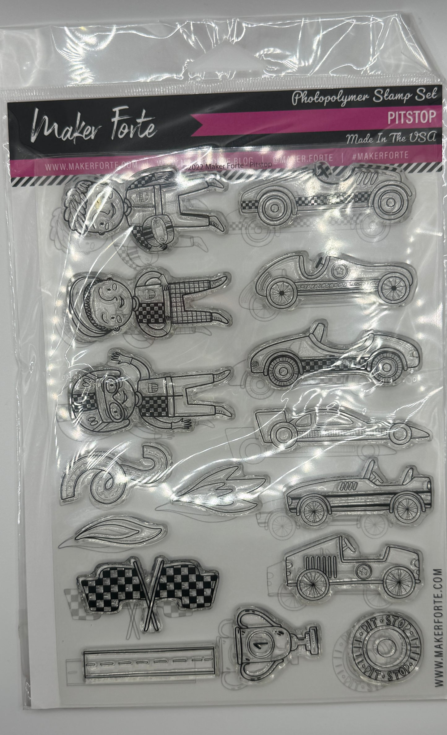 Pitstop 6x8 Stamp Set | Race Cars, Drivers & Racing Accessories | Made in USA