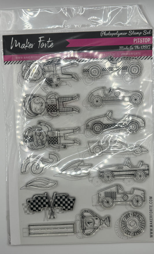 Pitstop 6x8 Stamp Set | Race Cars, Drivers & Racing Accessories | Made in USA