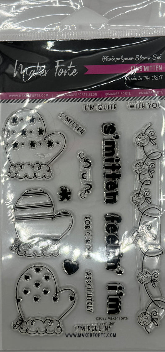 I’m Smitten 4x6 Clear Photopolymer Stamp Set – Valentine Mitten Stamps, Love & Winter Card Making