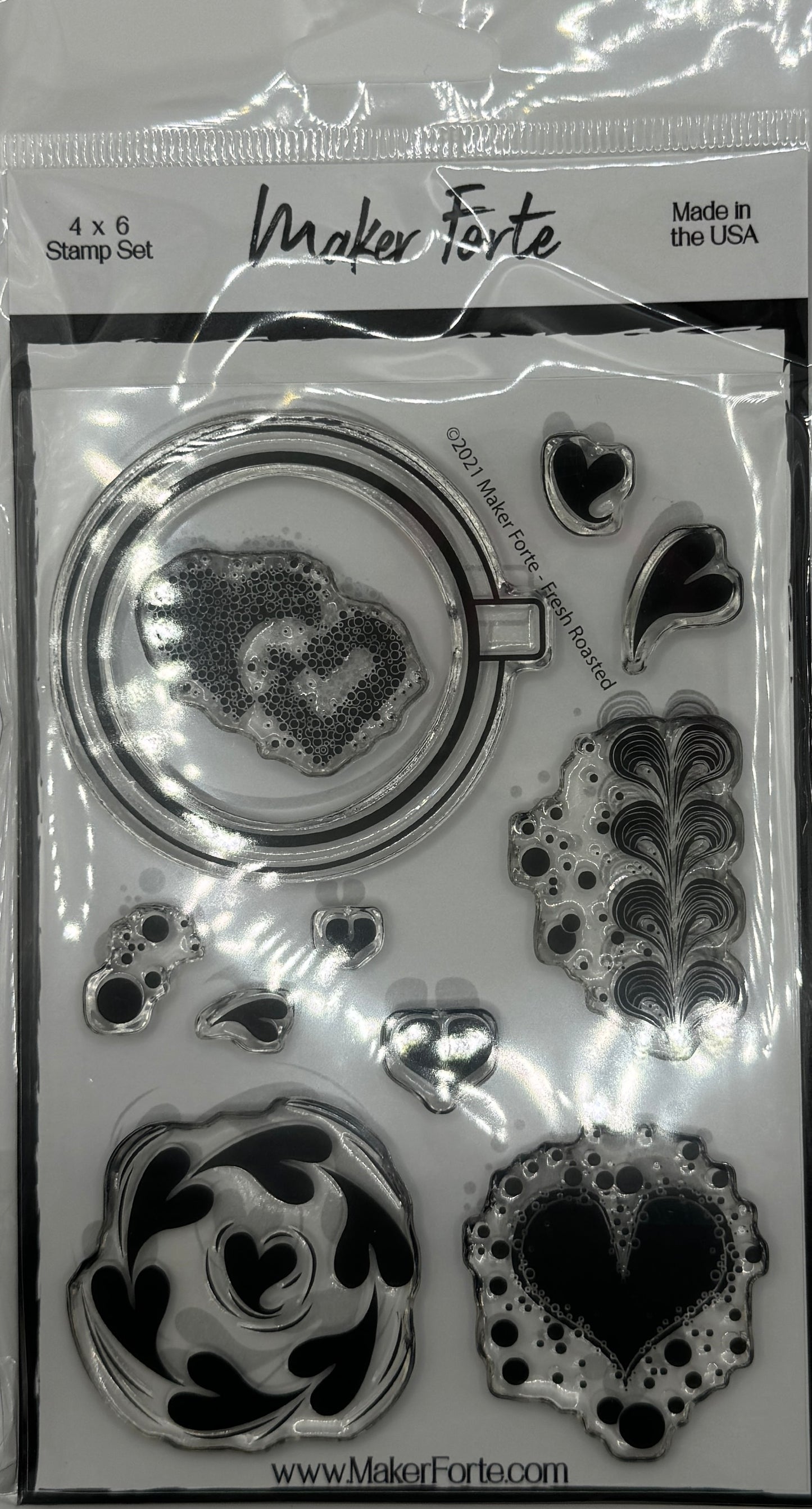 Fresh Roasted Stamp Set 4x6 – Coffee Cup & Latte Art Photopolymer Stamps | Made in USA