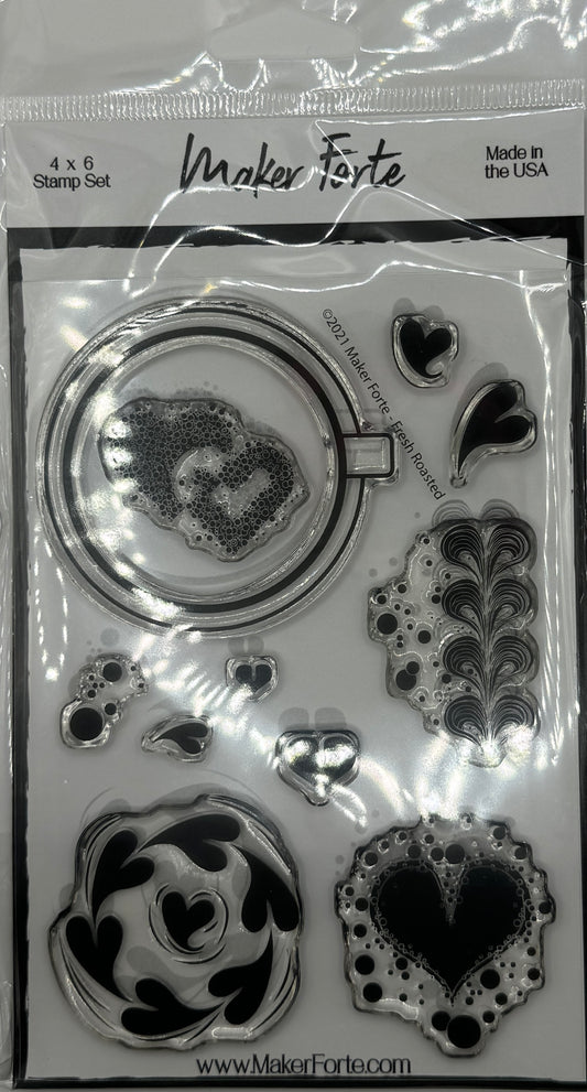 Fresh Roasted Stamp Set 4x6 – Coffee Cup & Latte Art Photopolymer Stamps | Made in USA