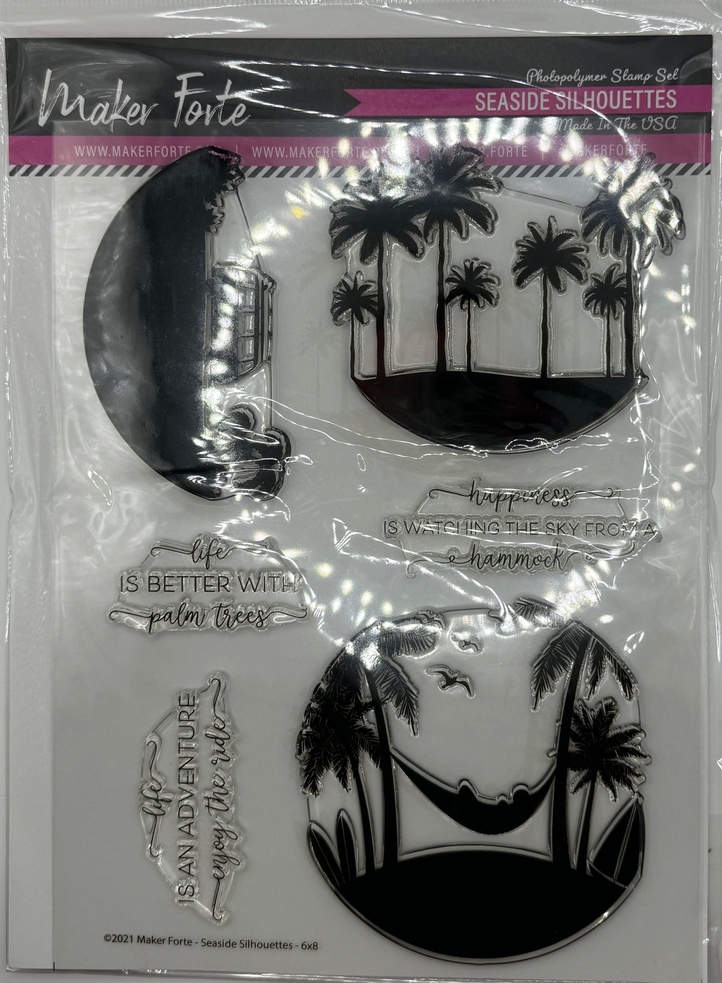 Seaside Silhouettes Photopolymer Stamp Set 6x8 | Beach Sunset & Tropical Card Making Stamps