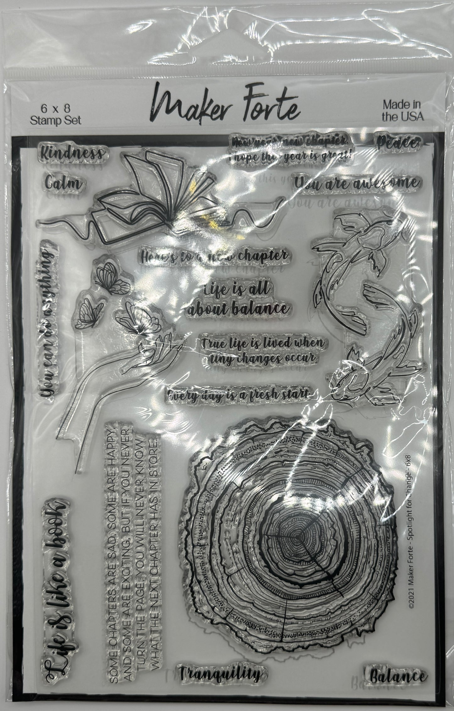Spotlight for Change 6x8 Stamp Set | Inspirational Nature & Mindfulness Stamps | Made in USA