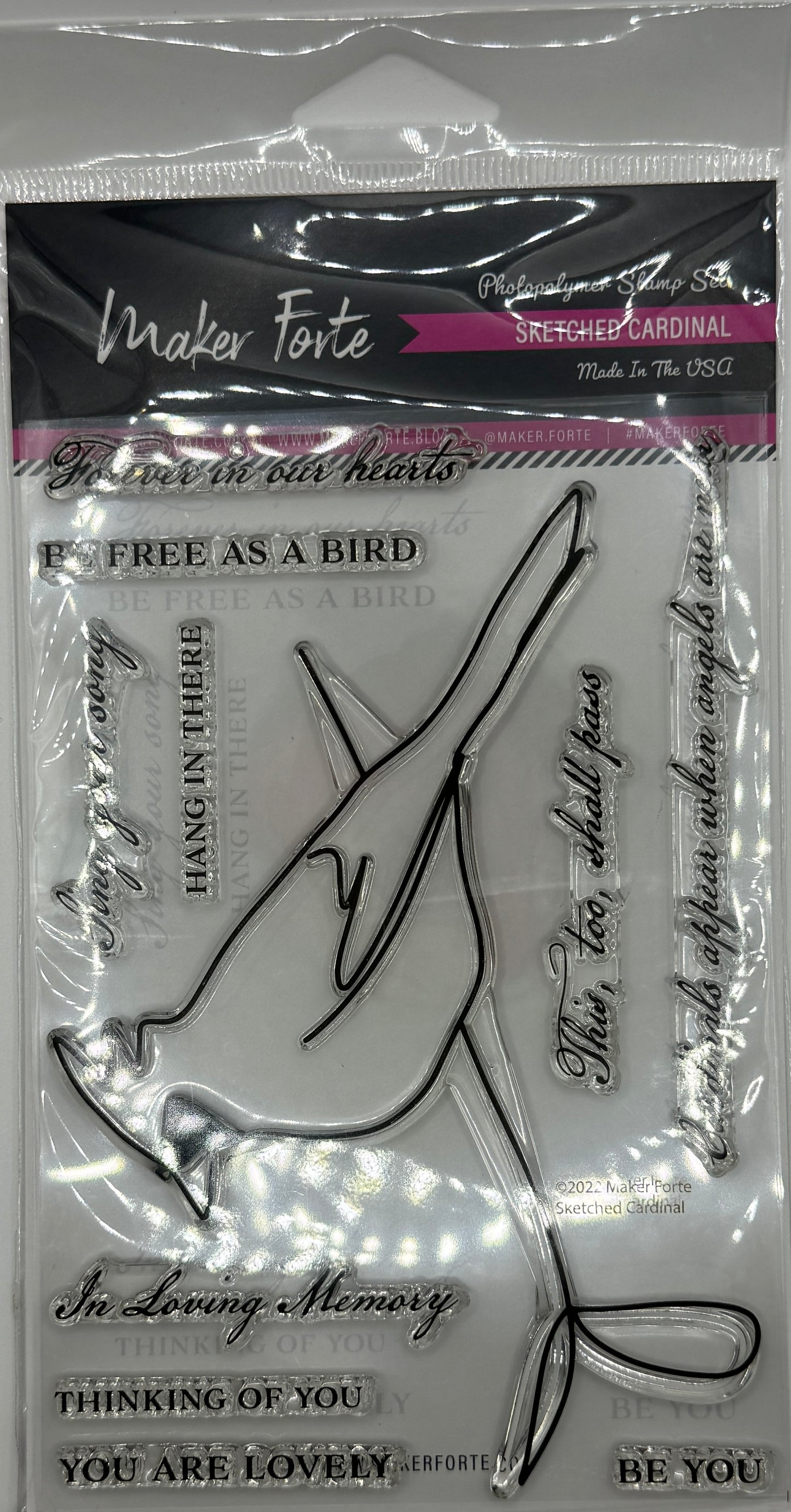 Sketched Cardinal Stamp Set 4x6 – Memorial Bird Photopolymer Stamps | Sympathy & Thinking of You | Made in USA