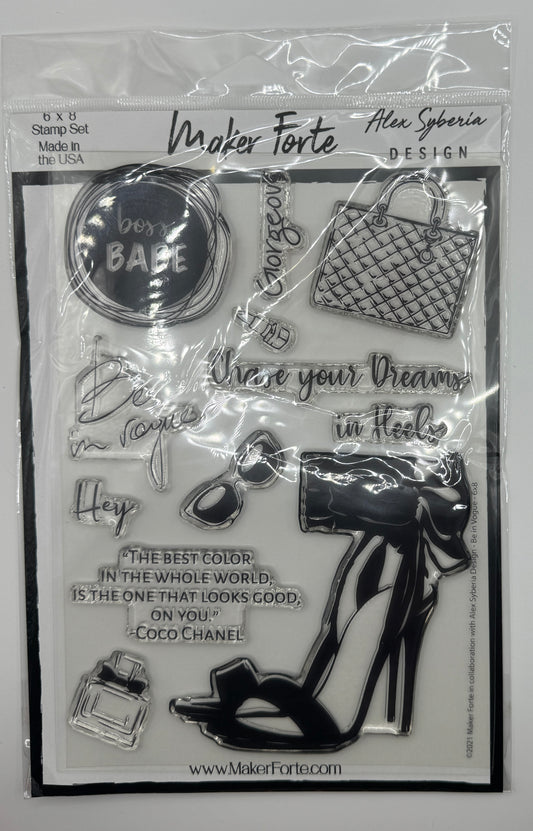 Be in Vogue Stamp Set 6x8 Photopolymer | Fashion, Boss Babe & Glam Sentiments | Made in USA