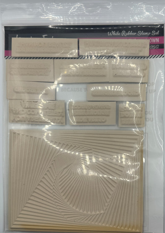 Into the Unknown 6x8 White Rubber Stamp Set – Geometric Spiral Background & Inspirational Sentiments – Made in USA