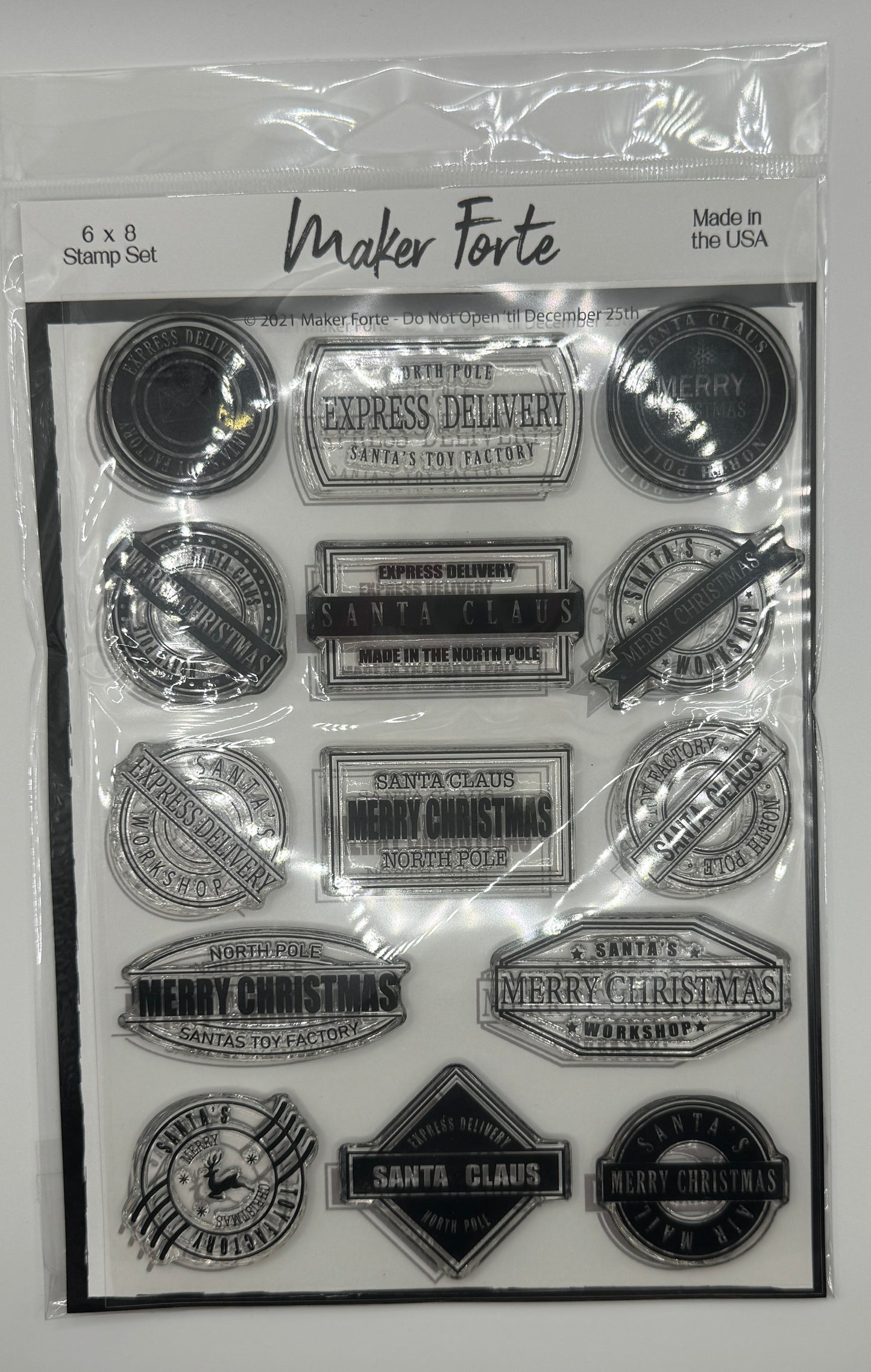 Do Not Open ’Til December 25th Stamp Set 6x8 | Vintage Christmas Postmark & Santa Delivery Stamps | Made in USA
